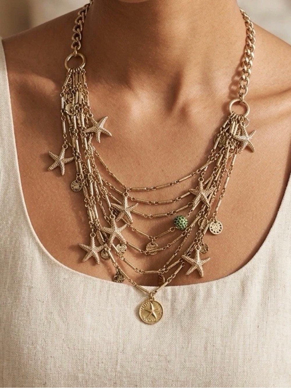 Tommy Bahama Gold Starfish Multi-Layer Necklace